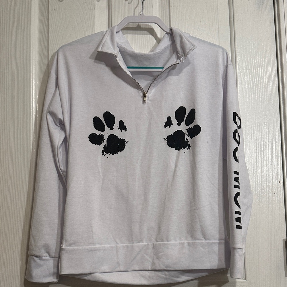 SHEIN White Paw Print Sweatshirt